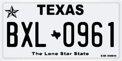 TX license plate BXL0961