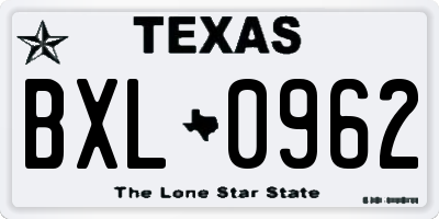 TX license plate BXL0962