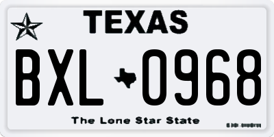 TX license plate BXL0968