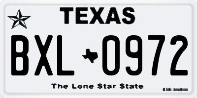 TX license plate BXL0972