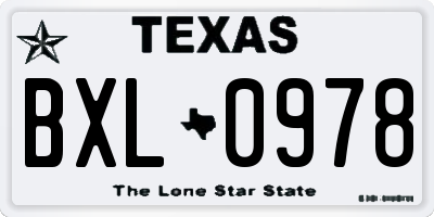 TX license plate BXL0978
