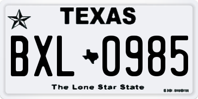 TX license plate BXL0985