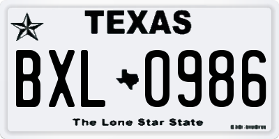 TX license plate BXL0986