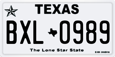 TX license plate BXL0989