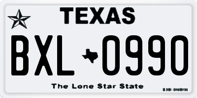 TX license plate BXL0990