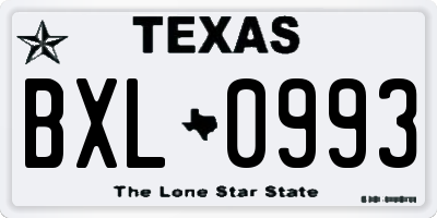TX license plate BXL0993