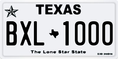 TX license plate BXL1000