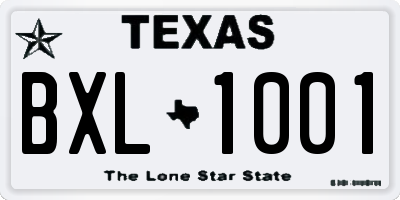 TX license plate BXL1001