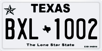 TX license plate BXL1002