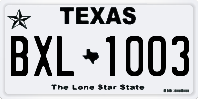 TX license plate BXL1003