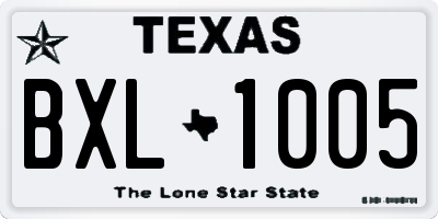 TX license plate BXL1005
