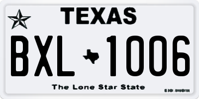 TX license plate BXL1006