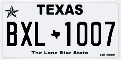 TX license plate BXL1007