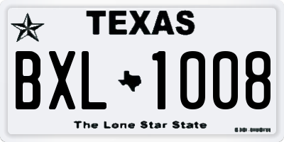 TX license plate BXL1008