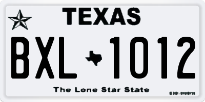 TX license plate BXL1012