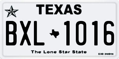 TX license plate BXL1016
