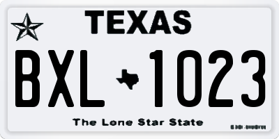 TX license plate BXL1023