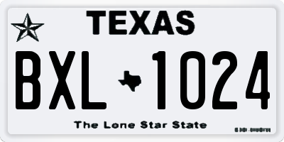 TX license plate BXL1024