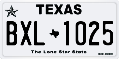 TX license plate BXL1025