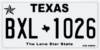 TX license plate BXL1026