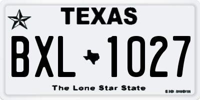 TX license plate BXL1027