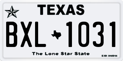 TX license plate BXL1031