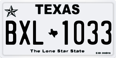 TX license plate BXL1033