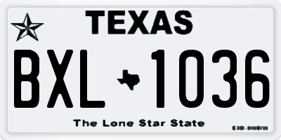 TX license plate BXL1036