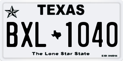 TX license plate BXL1040