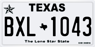 TX license plate BXL1043