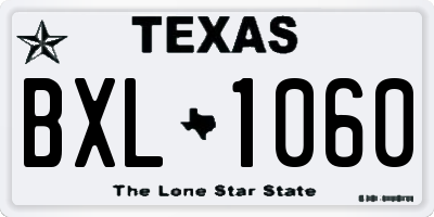 TX license plate BXL1060