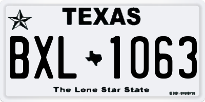 TX license plate BXL1063