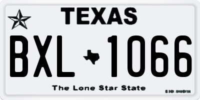 TX license plate BXL1066