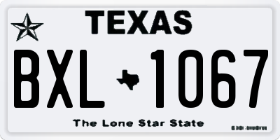 TX license plate BXL1067