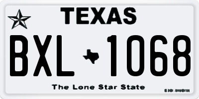 TX license plate BXL1068