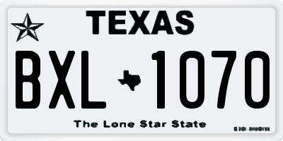 TX license plate BXL1070