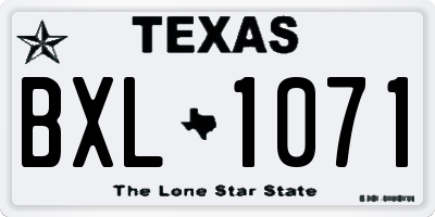 TX license plate BXL1071