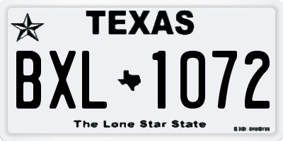 TX license plate BXL1072
