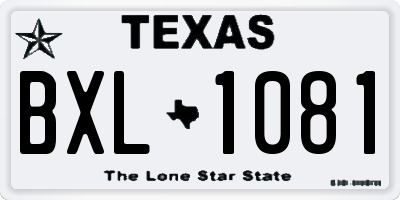 TX license plate BXL1081