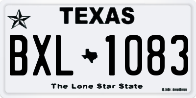 TX license plate BXL1083