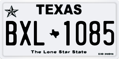 TX license plate BXL1085