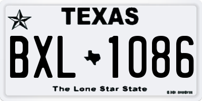 TX license plate BXL1086