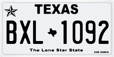 TX license plate BXL1092