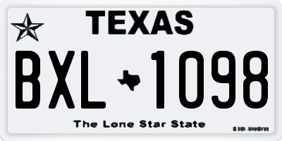 TX license plate BXL1098