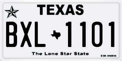 TX license plate BXL1101