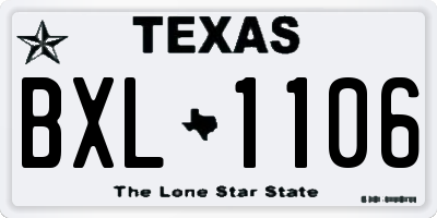 TX license plate BXL1106