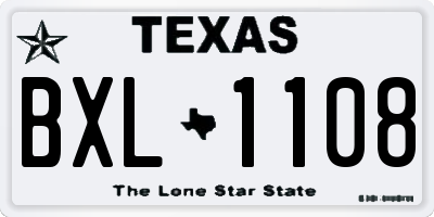TX license plate BXL1108