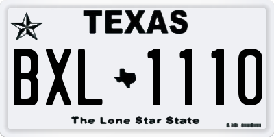 TX license plate BXL1110