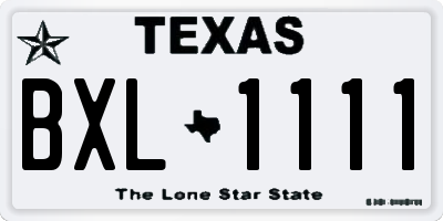 TX license plate BXL1111