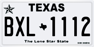 TX license plate BXL1112